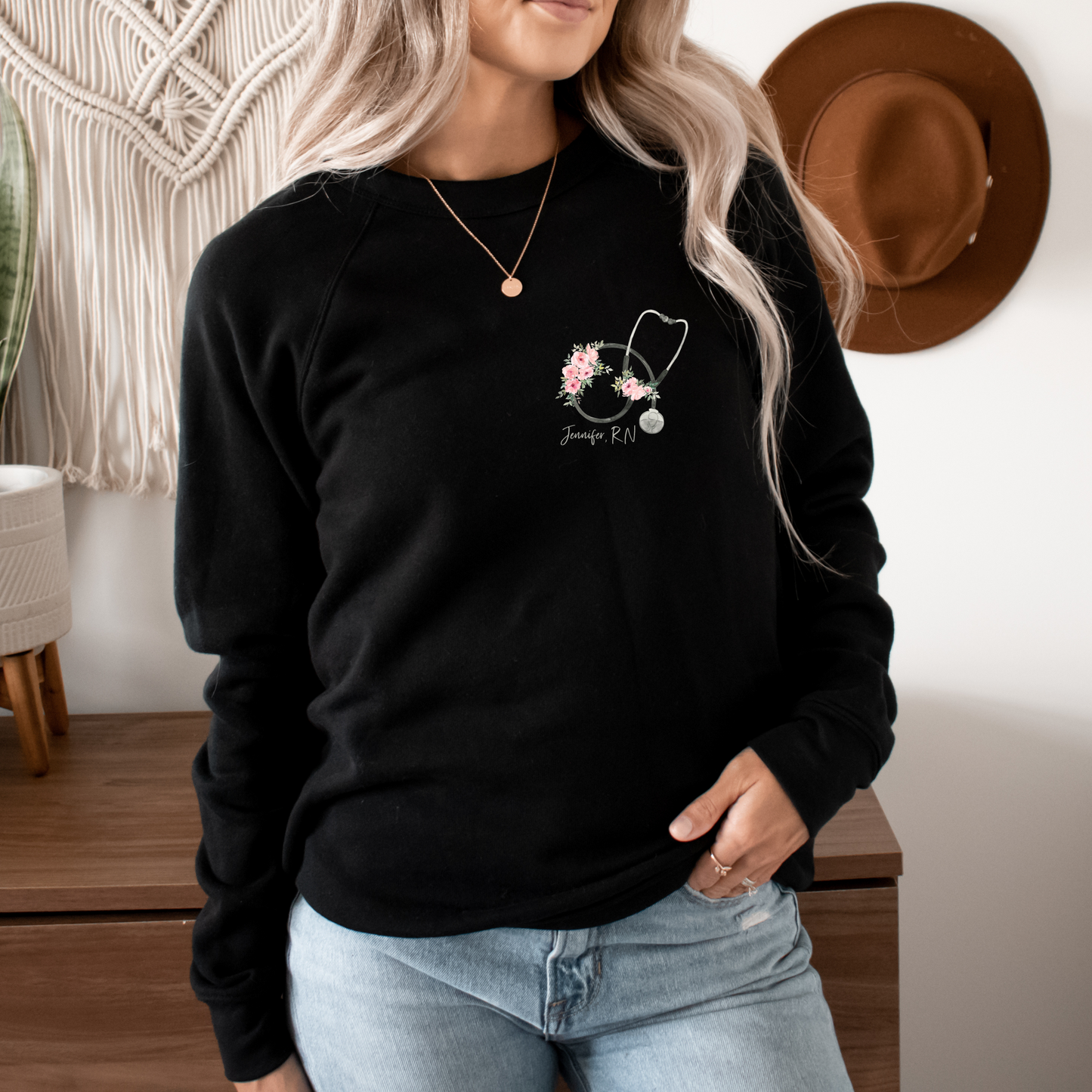 Floral Stethoscope + Custom Name