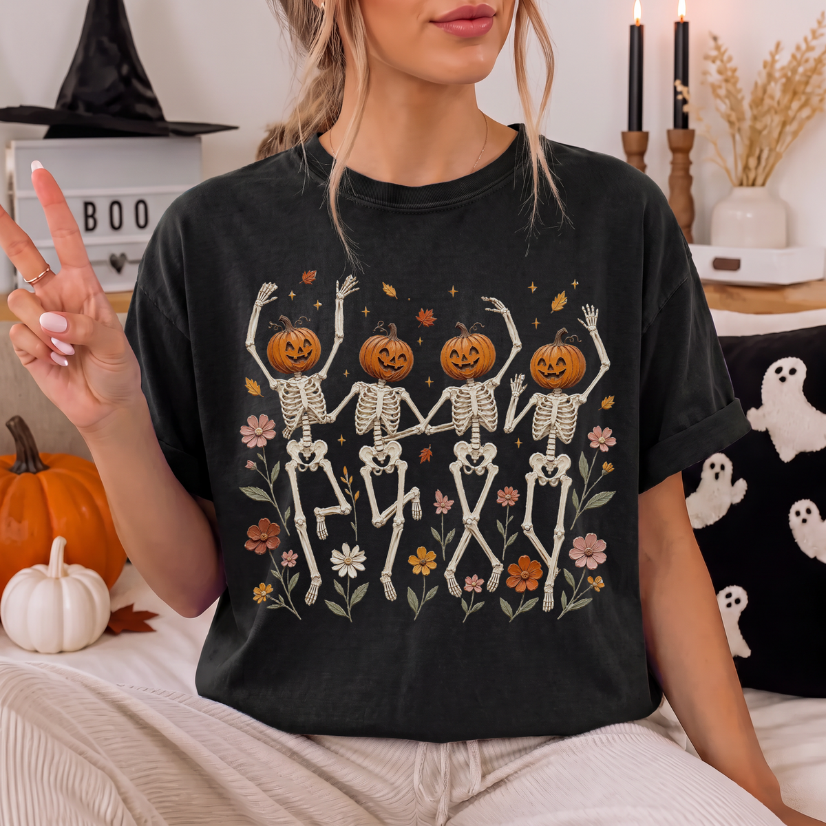 Wildflower pumpkin skeletons Tee