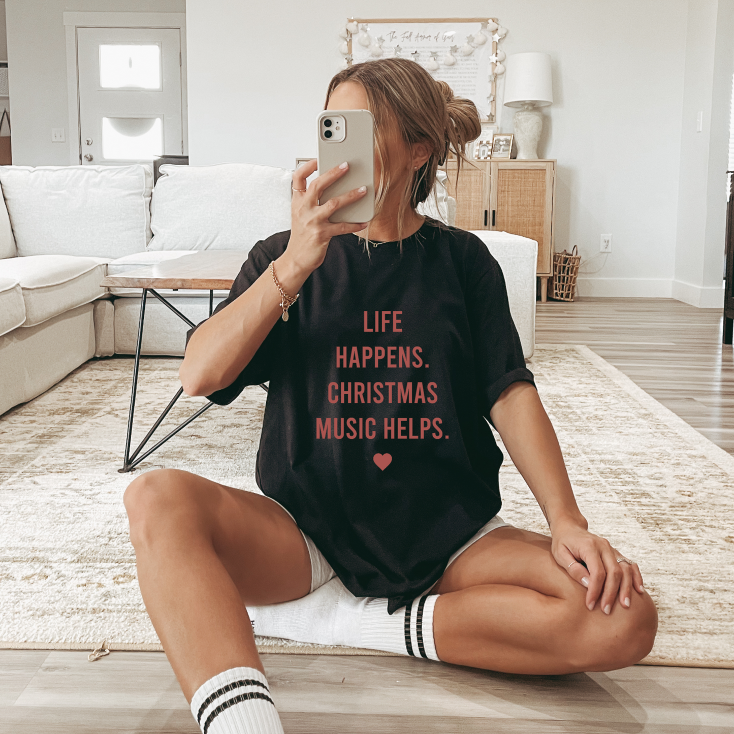 Life happens Christmas Music helps tee