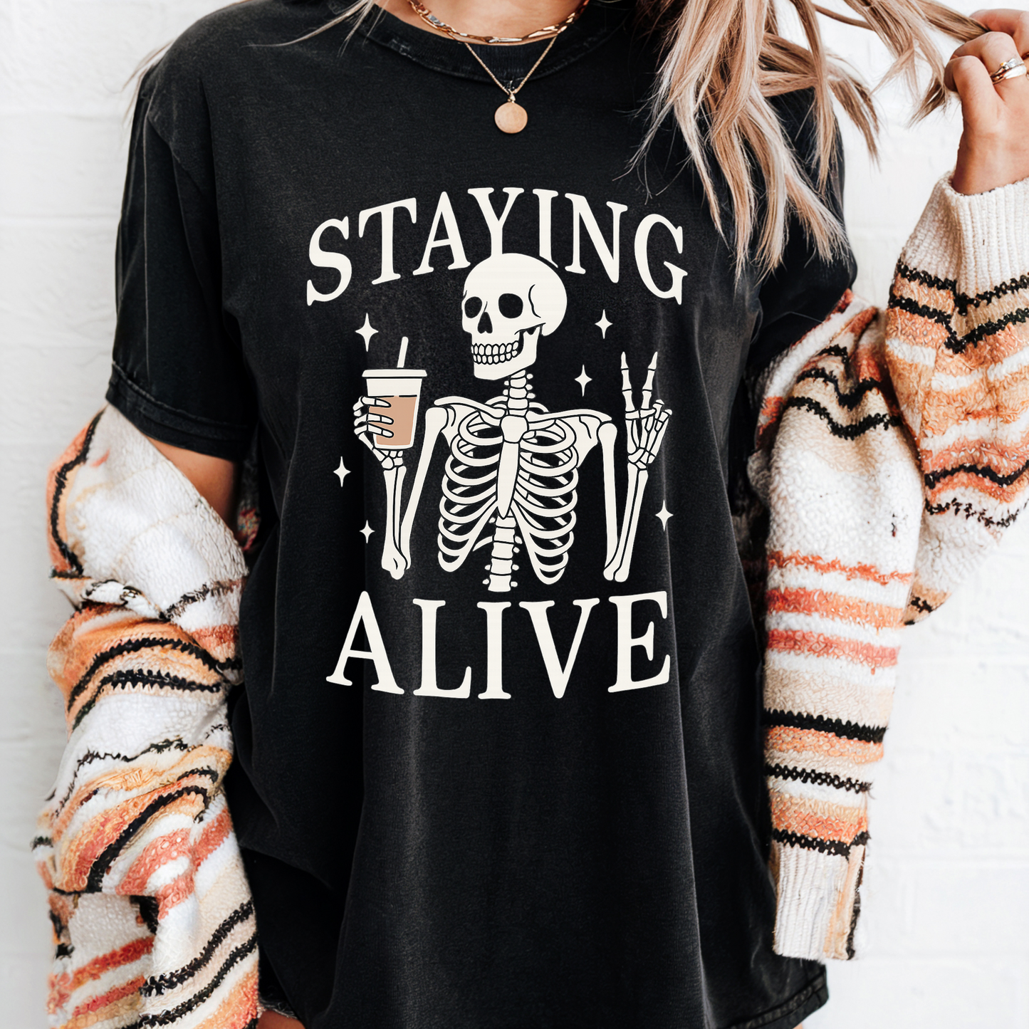 Staying Alive Skeleton Tee