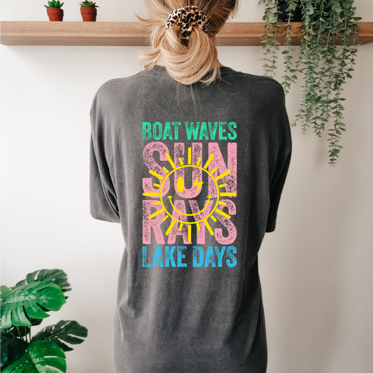 Boat Waves Sun Rays Lake Days Tee