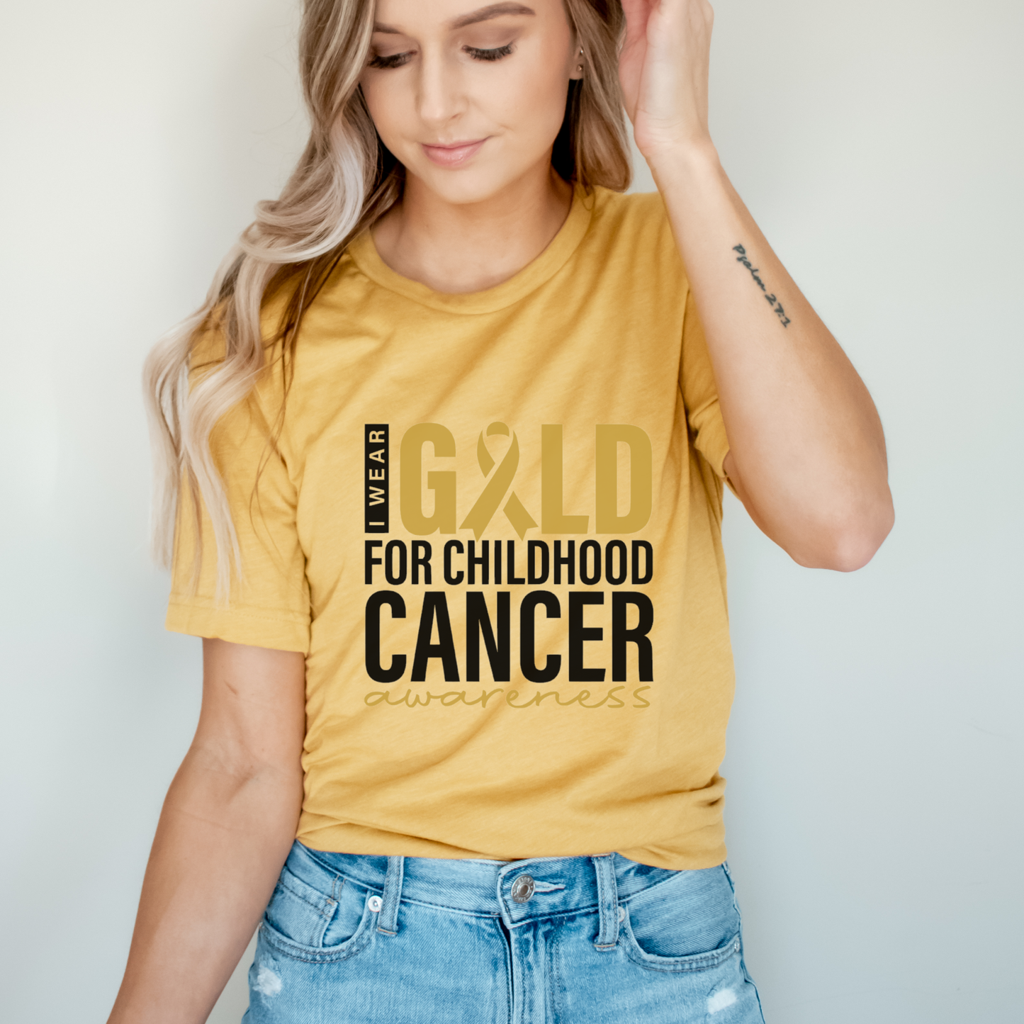 I Wear Gold For Childhood Cancer Awareness Tee