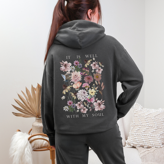 It Is Well With My Soul Floral Hoodie