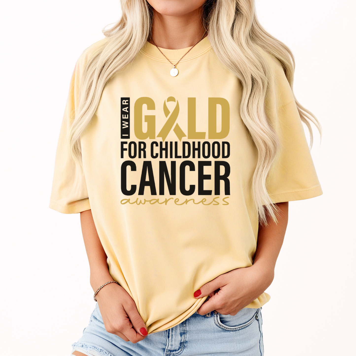 I Wear Gold For Childhood Cancer Awareness Tee