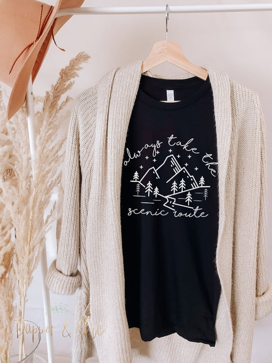 always take the scenic route tee