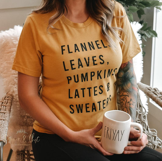 flannel, leaves and sweaters